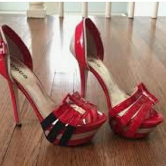 Bebe Belinda heels sz 10 Red, blk, and tan ❤💜🧡💛 - Picture 4 of 8